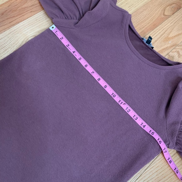 EXPRESS MAUVE Crepe Dress Puffy Flutter Sleeves - Picture 10 of 13